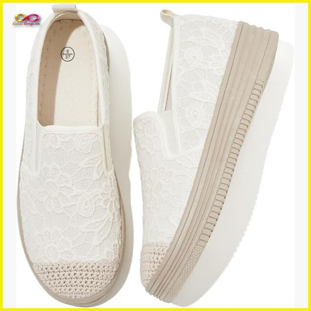Lace Loafers Platform Sneakers Slip On Shoes Elegant Casual Comfortable Office